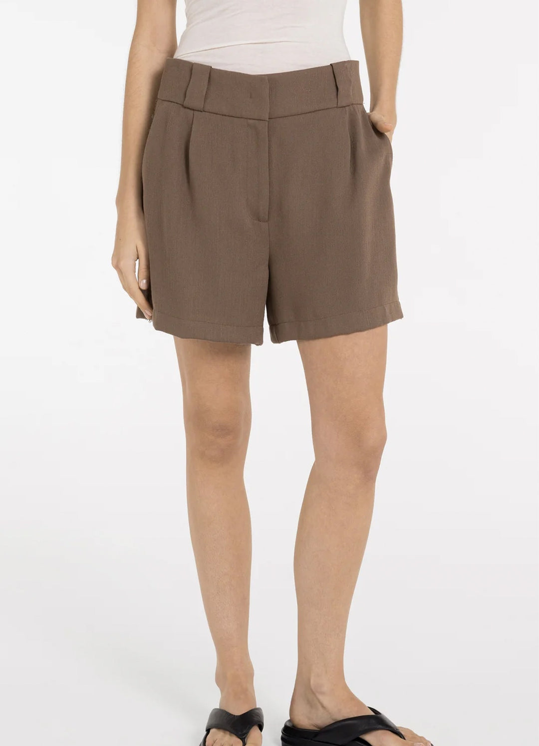 Woven Linen High Waist Shorts