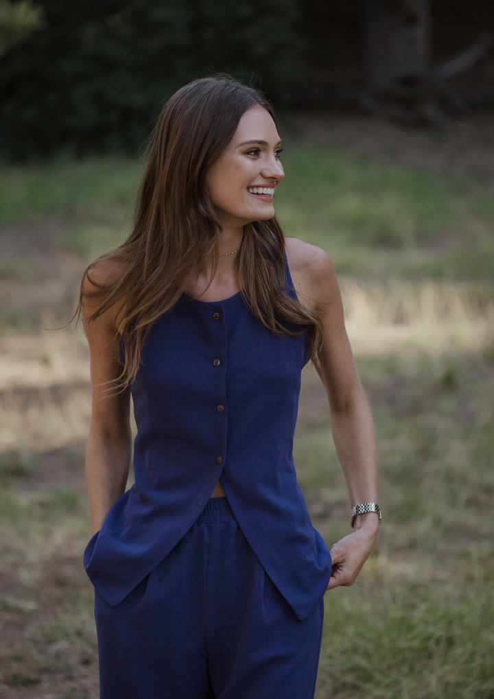 Placy Linen Long Waistcoat