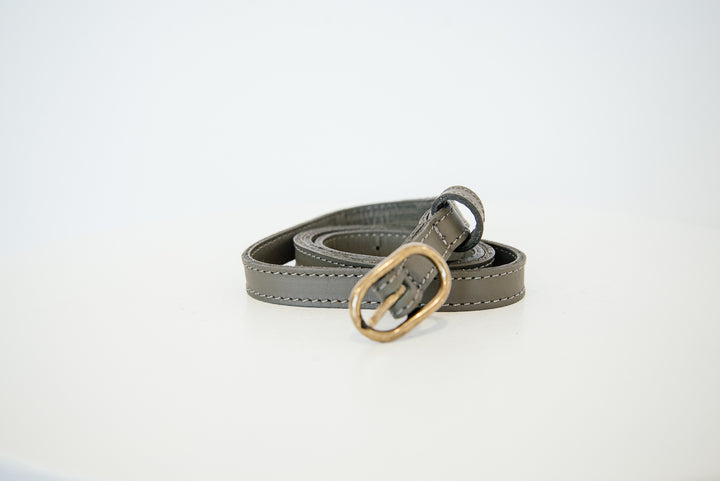 Oval Skinny Leather Belt