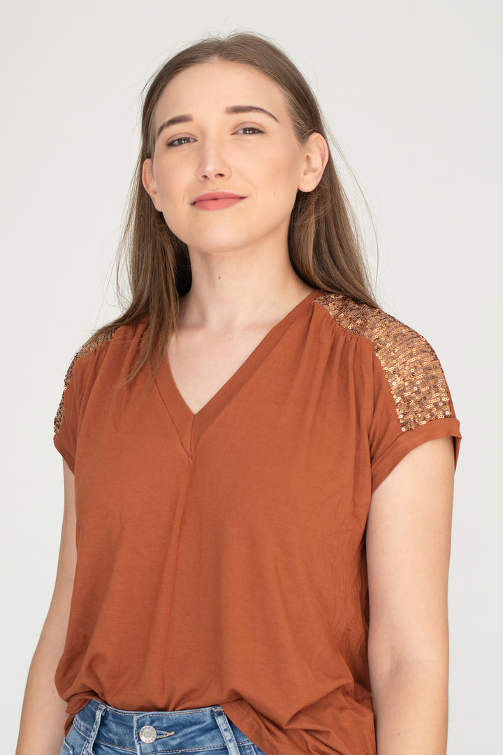 Yoke Sequin Tee
