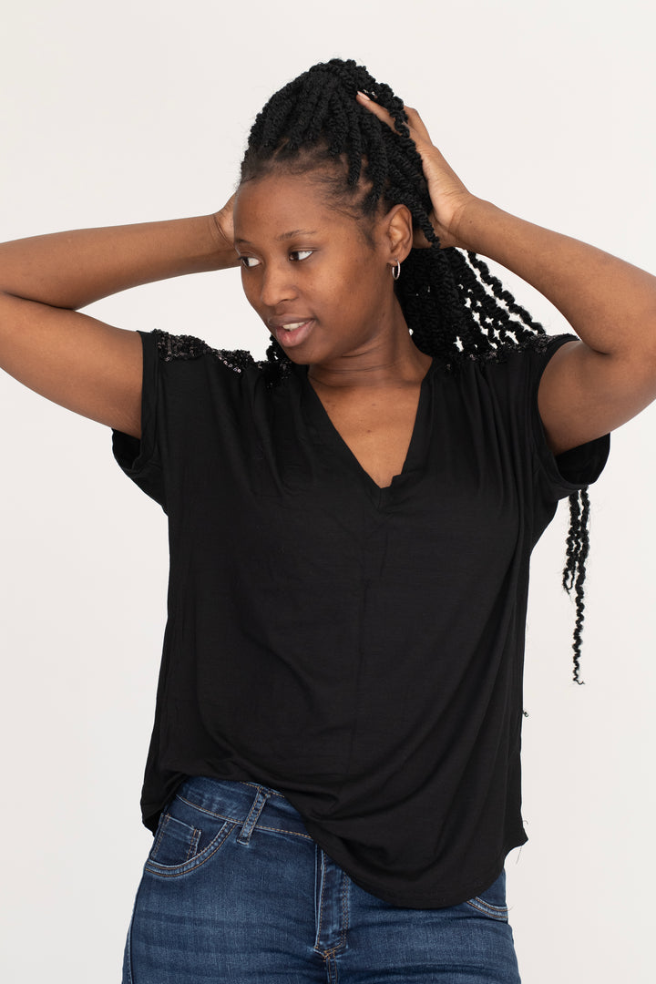 Yoke Sequin Tee