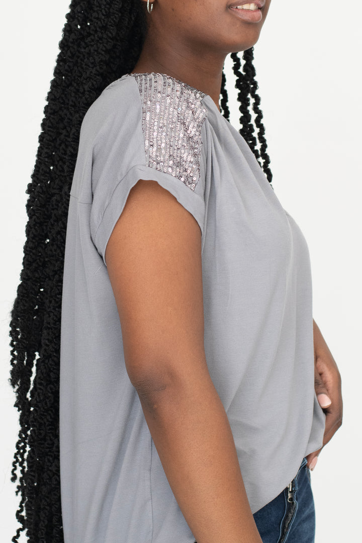 Yoke Sequin Tee