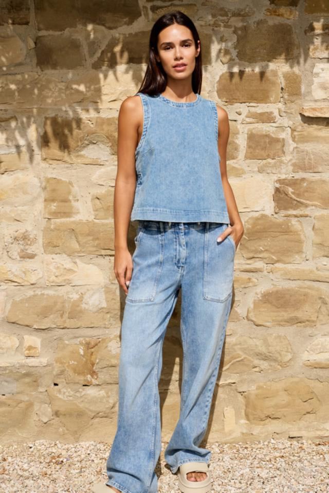Sleeveless Loose Denim Top
