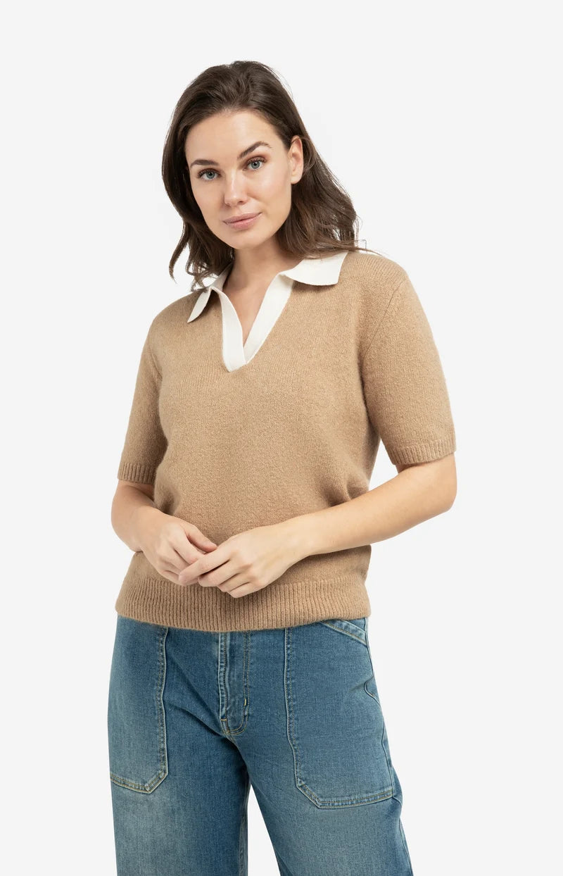 Short Sleeve Collar Sweater