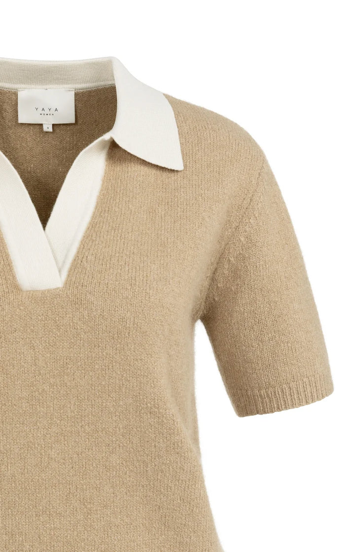 Short Sleeve Collar Sweater