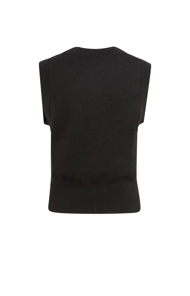 Buttoned Sleeveless Cardigan